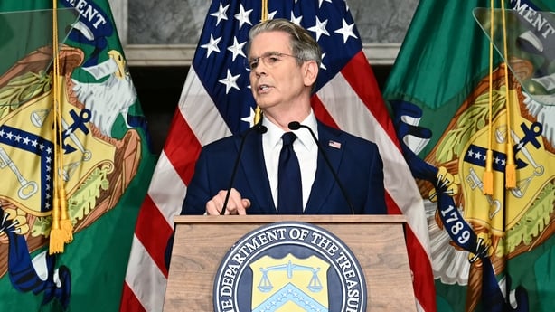 US Secretary of the Treasury Scott Bessent making a speech