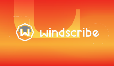 Windscribe logo against an orange background
