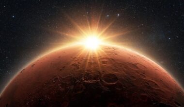 Planet Mars Sunrise Close