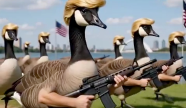 Trump posts AI video of ‘Lake America’ being protected by an army of bequiffed ‘Donald Ducks’