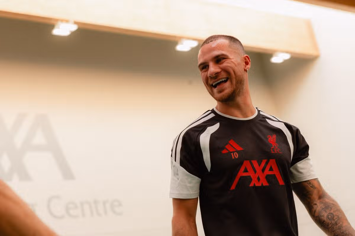 Alexis Mac Allister of Liverpool during a training session at AXA Training Centre