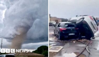 Moment tornado tears through southern France