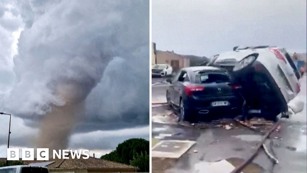 Moment tornado tears through southern France