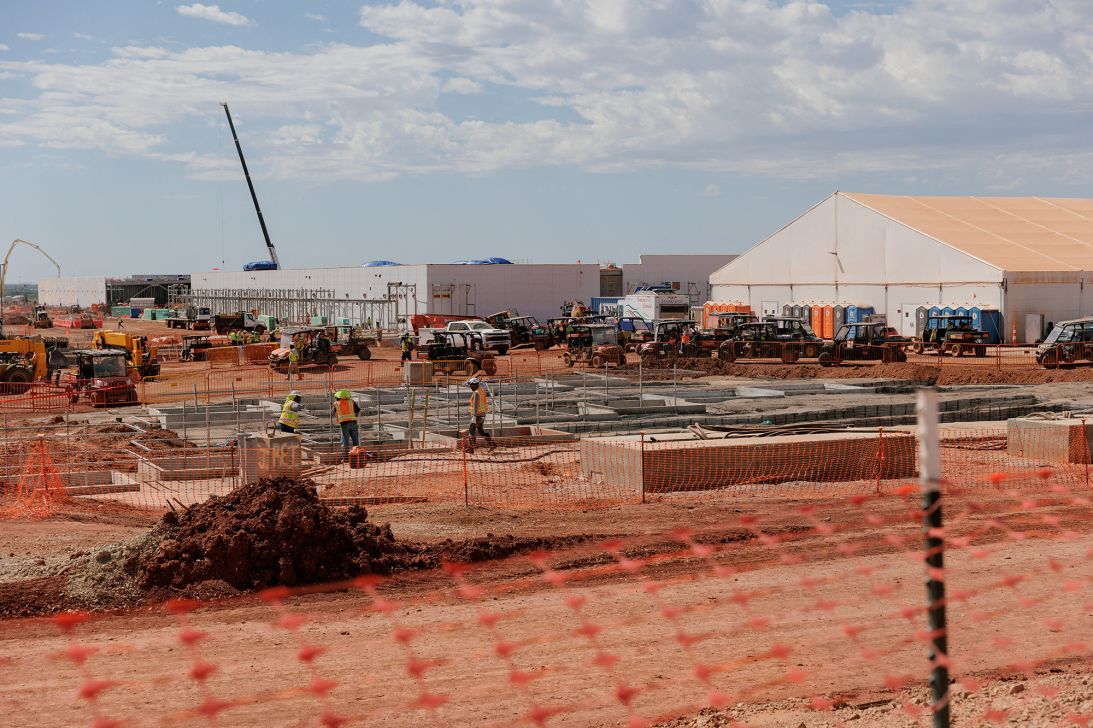 Data center buildings are under construction during a tour of the OpenAI data center in Abilene, Texas, U.S., September 23, 2025. A total of eight data center buildings are planned to exist on the campus.