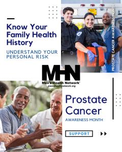 About 1 in 8 men will be diagnosed with prostate cancer during his lifetime. This Prostate Cancer Awareness Month: ??? Know your family health history ? Understand your personal risk ? Talk with your healthcare provider about prostate health and scree