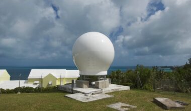 Bulb-shaped antenna dome in Bermuda