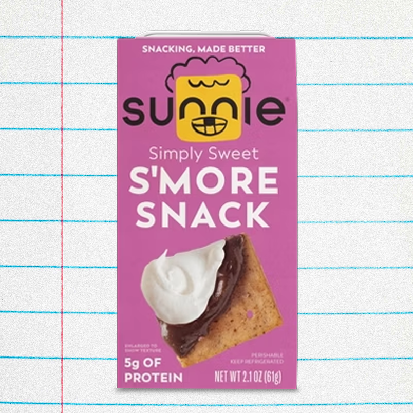 Simply Sweet S'more Snack packaging featuring a graham cracker with chocolate and whipped cream. Simply Sweet S'more Snack packaging featuring a graham cracker with chocolate and whipped cream.