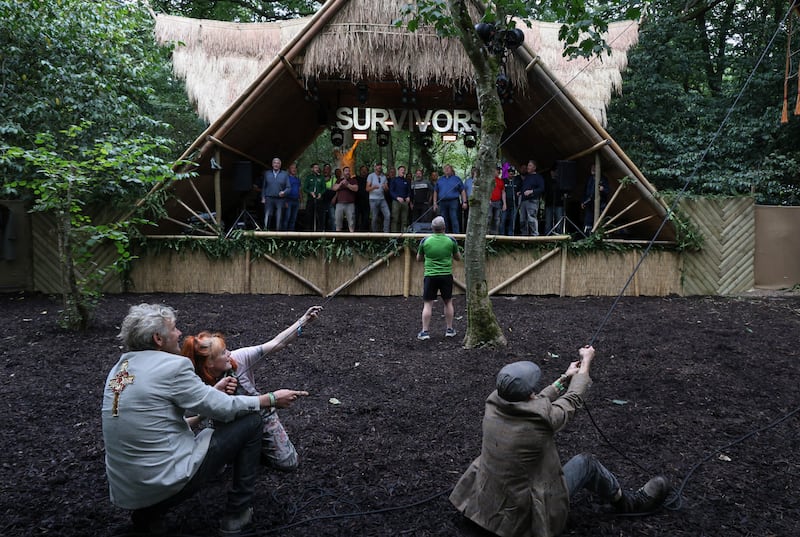 The Timahoe Men's Choir limbers up in advance of Electric Picnic 2026. Photograph: Colin Keegan/Collins