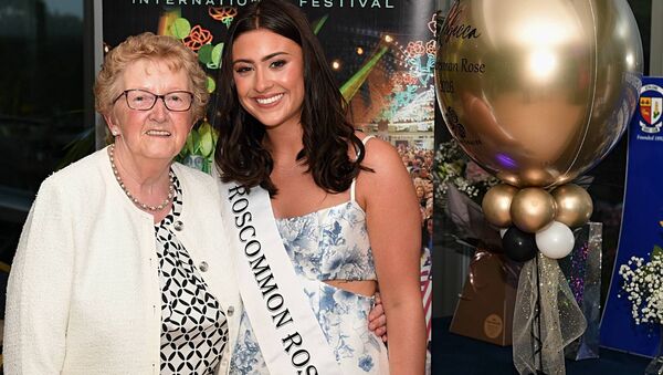Rebecca Collins with her grandmother Bridie Finnerty. Pic: Gerard O’Loughlin