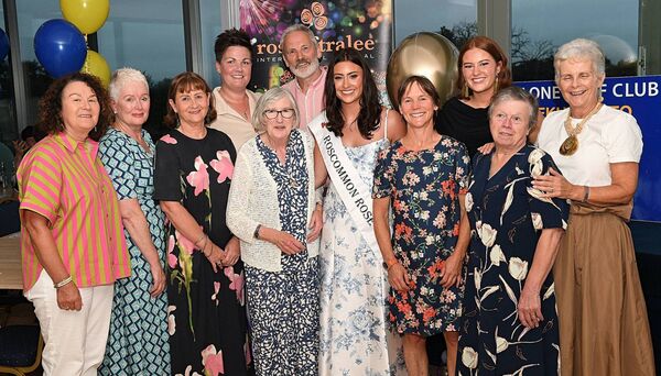 Members of Kiltoom Drama Group with Rose of Roscommon Rebecca Collins. Pic: Gerard O’Loughlin 