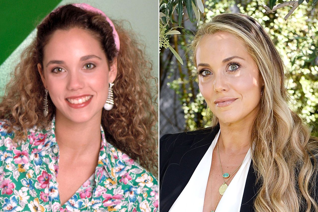 Elizabeth Berkley as Jessie Spano on ‘Saved by the Bell’; Elizabeth Berkley attends the annual H.E.A.R.T. Brunch featuring Stella McCartney on April 18, 2017, in Los AngelesCredit: NBC/Courtesy Everett Collection; Stefanie Keenan/Getty Images