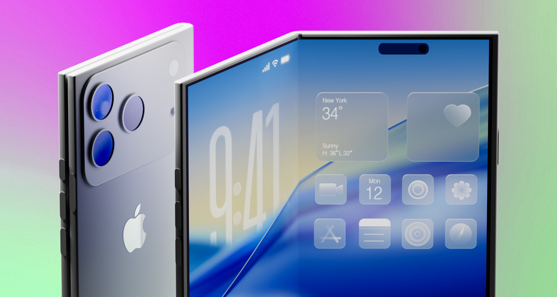 A mock-up of what the iPhone Fold might look like.