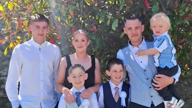 Barry Daly with his partner Katie O’Reilly and their children.