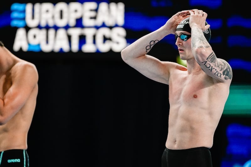 Tom Fannon ahead of the men's 50m freestyle semi-final on Saturday. Photograph: Giorgio Scala/Inpho