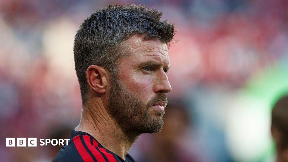 Image of Michael Carrick looking on following the pre-season match between AC Milan and Manchester United on August 15 2026
