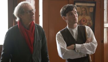 Director Ken Loach and star Cillian Murphy in West Cork during the filming of The Wind That Shakes The Barley. 