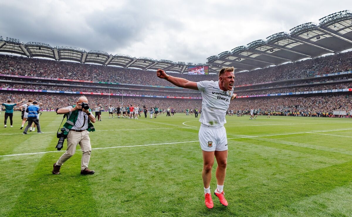Mayo's Ryan O'Donoghue celebrates their victory over Kerry at Croke Park last Sunday. Picture: James Crombie/Inpho