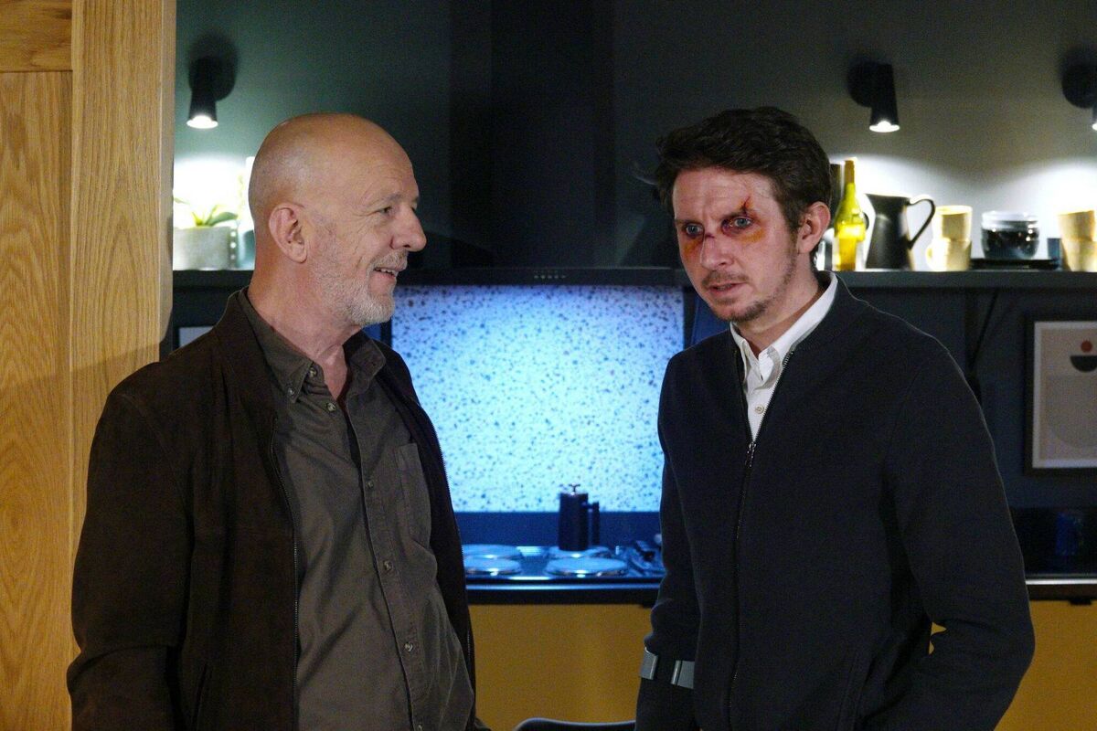 Liam Carney with Matthew O'Brien in a scene from Fair City. 