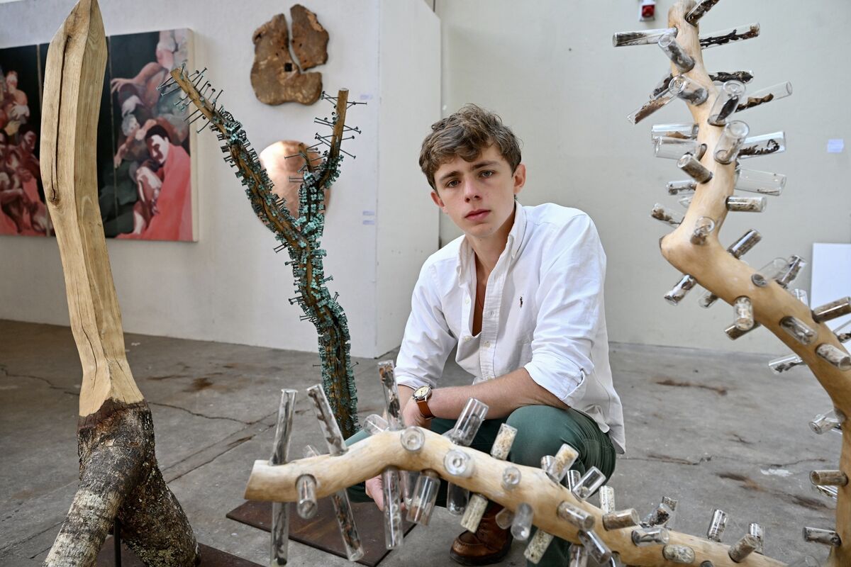 Three of the five items being exhibited in Skibbereen by sculptor Murrough O’Donovan are from his series ‘Navigating the forest — the Somme Oak’. Picture: Larry Cummins