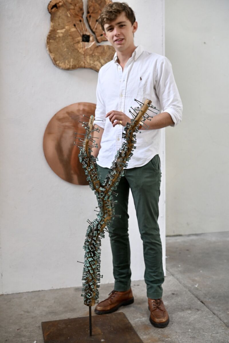 Sculptor Murrough O’Donovan with some of his work in exhibition at the Daly Building, West Cork Hotel, Skibbereen, West Cork. Picture: Larry Cummins