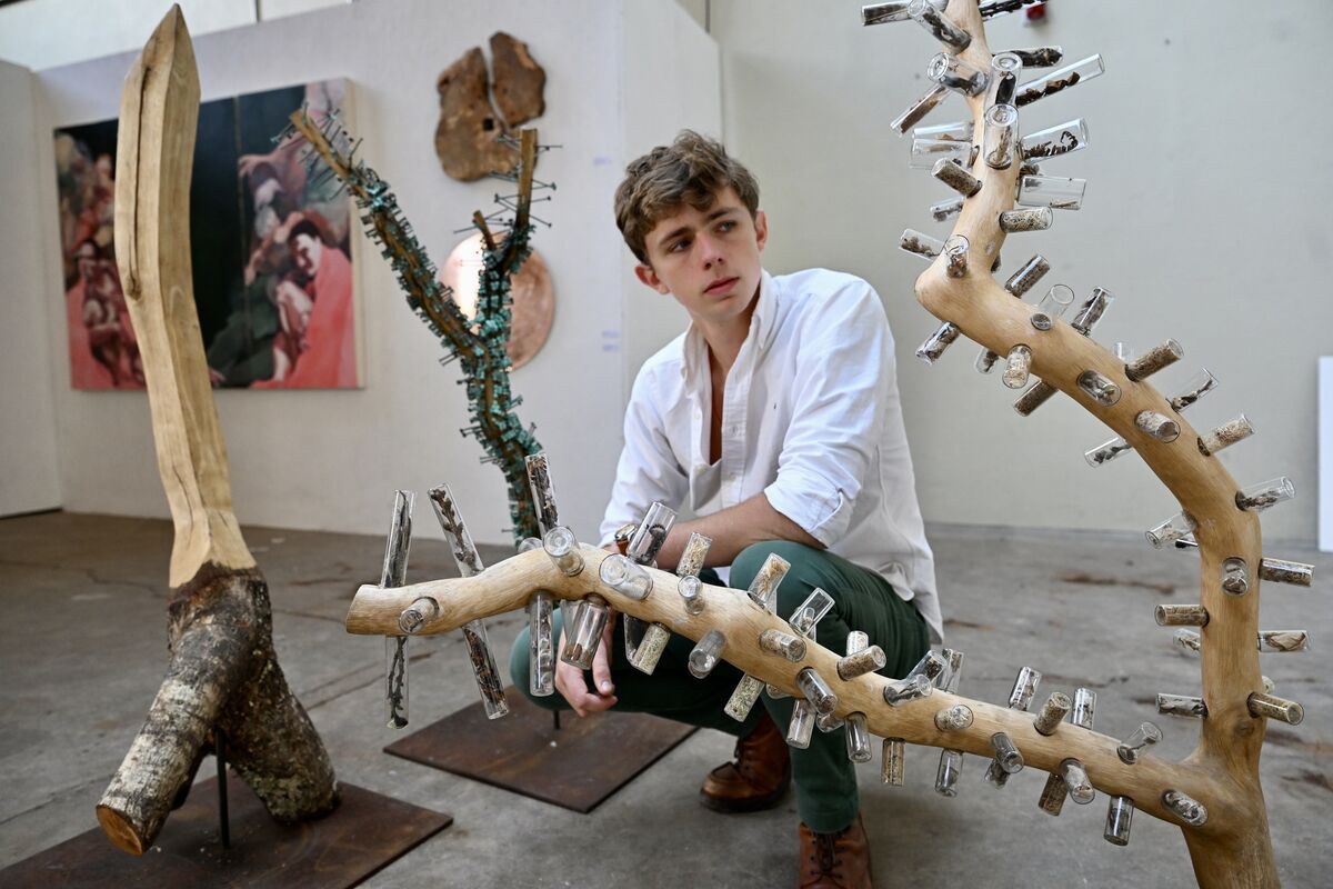  Sculptor Murrough O’Donovan with some of his work in exhibition in Skibbereen, West Cork. Picture: Larry Cummins