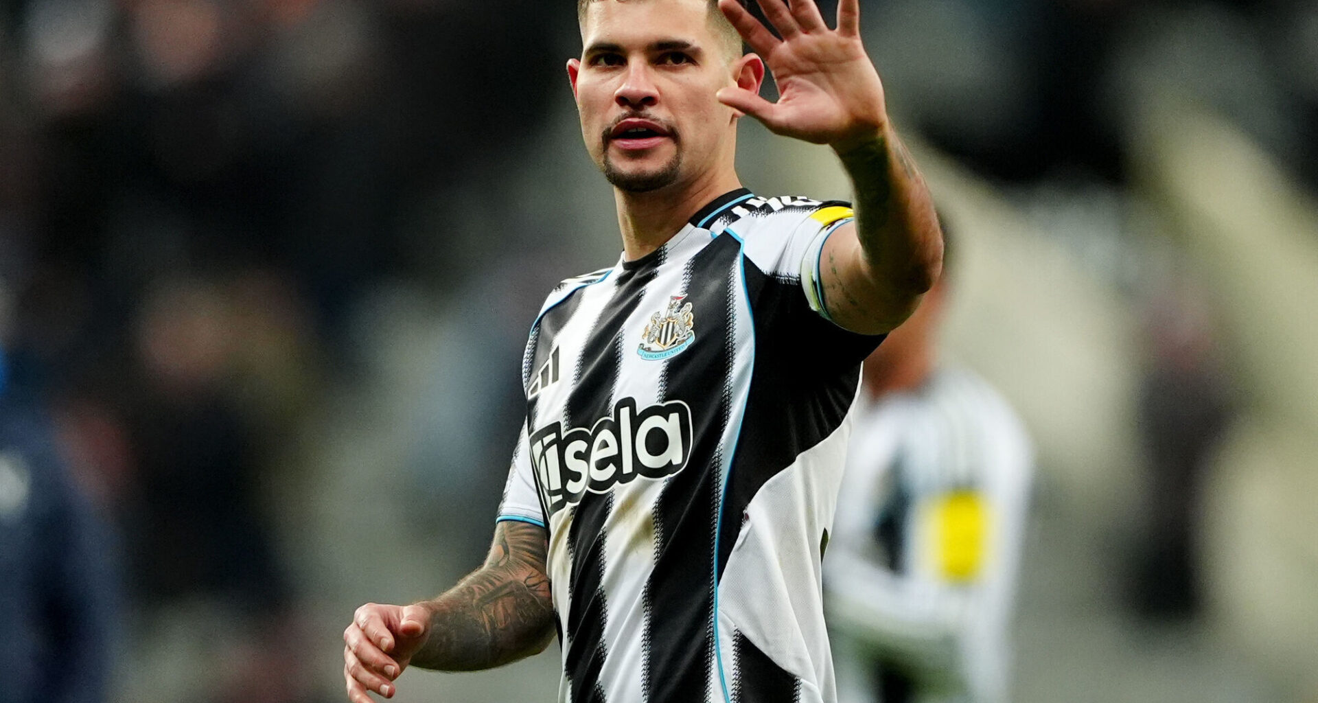 Newcastle United's Bruno Guimaraes celebrates after the Premier League win over Crystal Palace last January. Pic: Owen Humphreys/PA Wire.