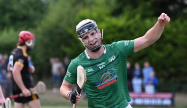 Barry Walsh celebrates his goal for Killeagh. Picture: Larry Cummins