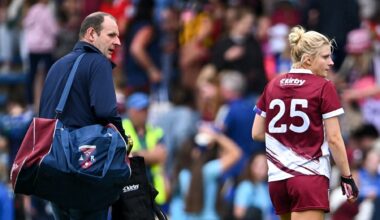 Sabina Rabbitte's comeback in the All-Ireland semi-final was short-lived as she was forced off just three minutes after entering the action. Pic: Piaras Ó Mídheach/Sportsfile