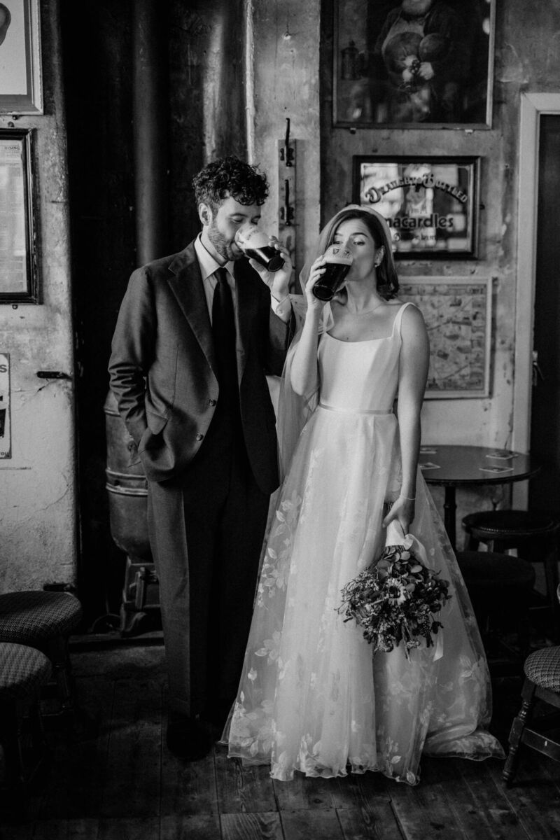 Aisling Bonner and her husband Alex enjoy a pint.