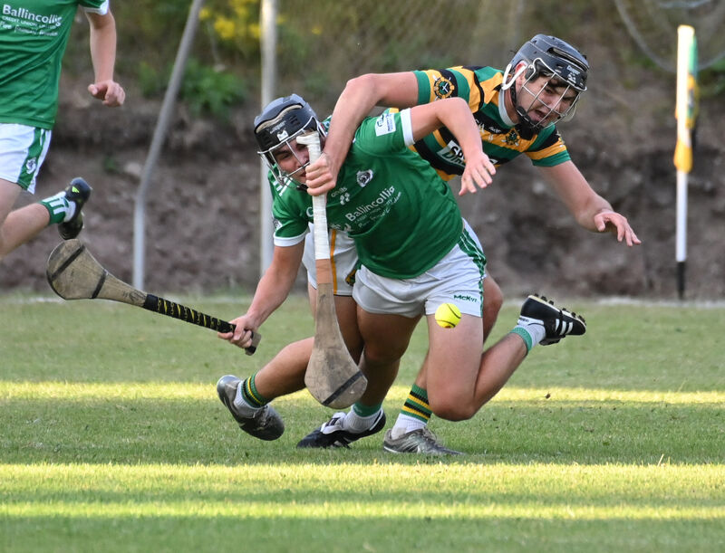 Glen Rovers' Michael Brosnan and Ballincollig's Joe Miskella tussle for the sliotar. Picture: Eddie O'Hare