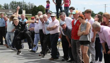 FLYING HIGH: Road bowling legend Kelly Mallon in action.