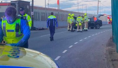 Gardaí attended the scene of a road traffic road collision outside Virgin Media Park in Ballyphehane on Tuesday evening. Picture: Red FM