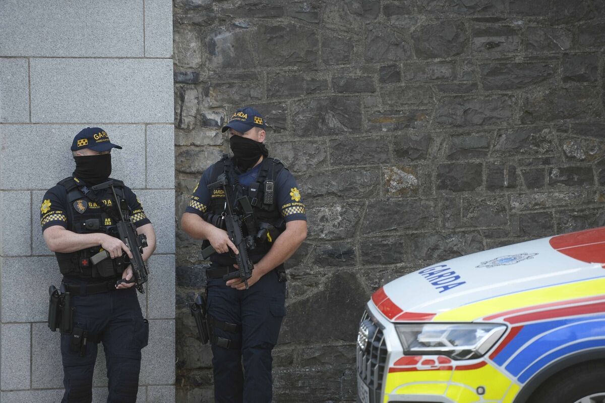 Members of the Garda Armed response unit at The Criminal Courts of Justice in Dublin. Picture: Mark Marlow/PA Wire