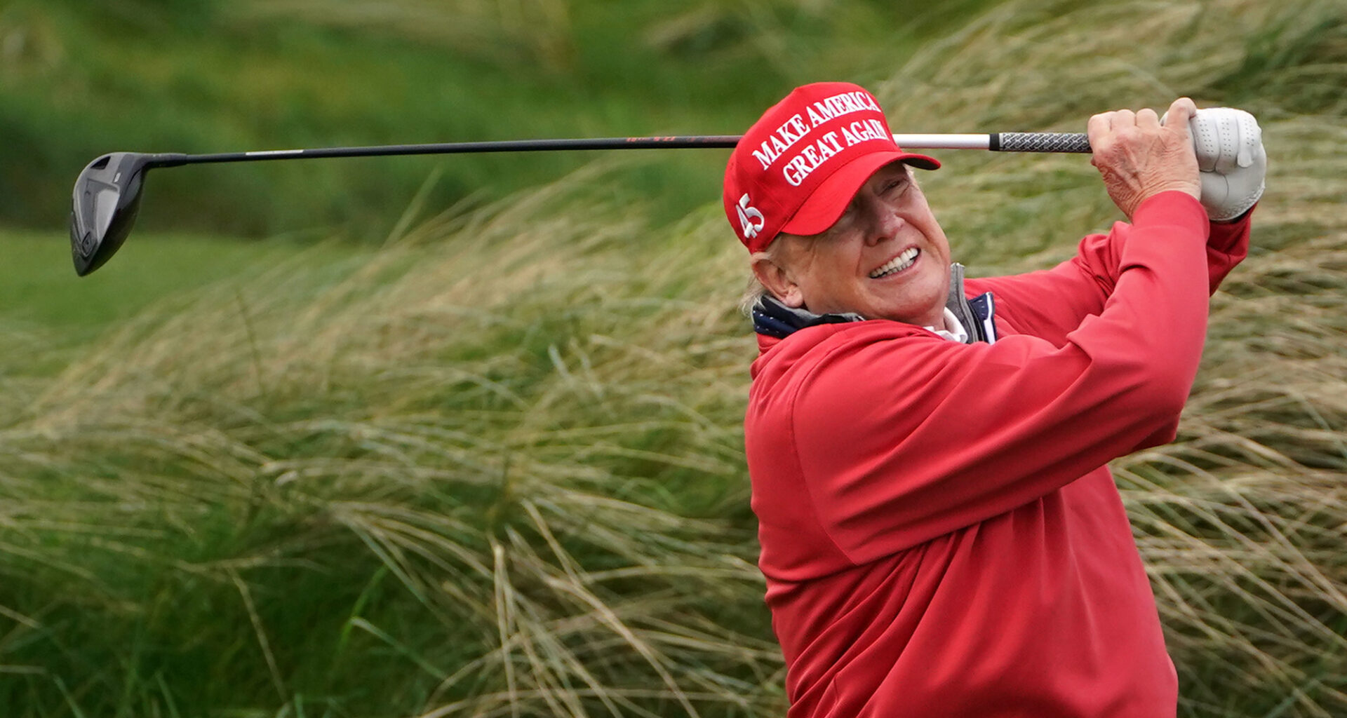 US president Donald Trump playing golf at Trump International Golf Links & Hotel in Doonbeg, Co Clare, during his 2023 visit to Ireland between his two presidential terms. File picture: PA