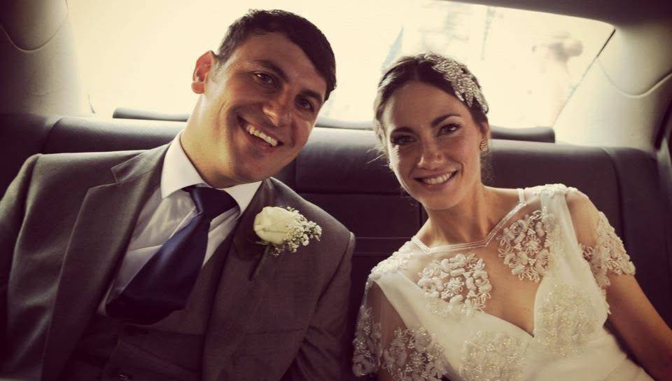 Kieran McGuinness and Emily Aylmer on their wedding day in Italy