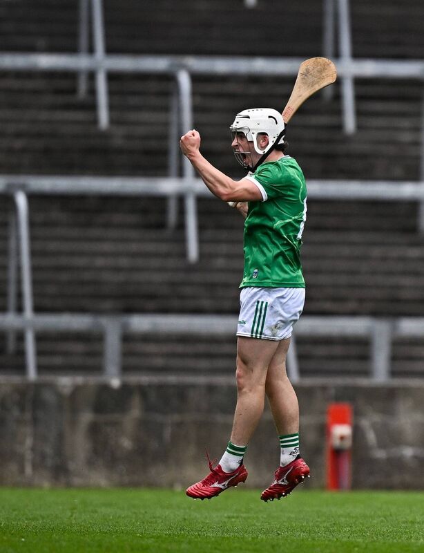 Gavin O'Brien of Limerick celebrates after scoring his side's second goal during the All-Ireland Minor Hurling Championship final. Pic: Seb Daly/Sportsfile