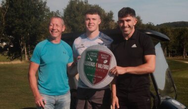 Former Limerick hurler Ciarán Carey along with current panel members Shane O'Brien and Aaron Gillane at the launch of Legends 4 Milford.