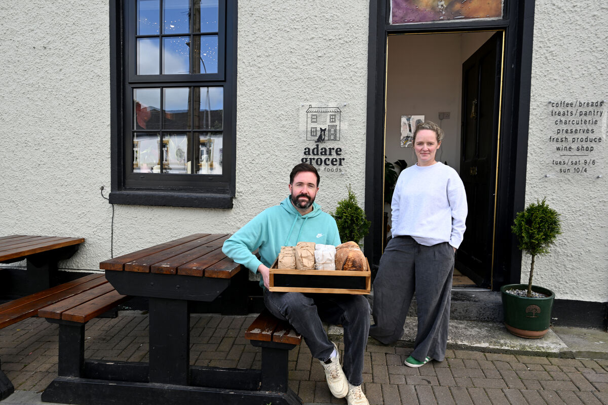 Village grocers Mark Lynch and Anna Coffey-Lynch at their Adare Grocer premises in the village of Adare, Co Limerick, Ireland.