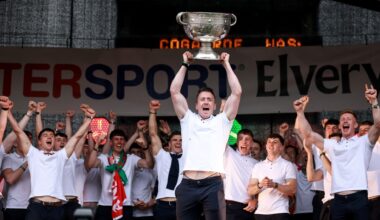 Mayo's Cillian O'Connor lifts the Sam Maguire Cup. Pic: James Crombie/Inpho