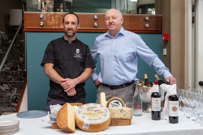 Tim Daly, executive chef at The Kingsley, and Donie O'Brien of Enowine at the Wine, Cheese & Charcuterie Tasting Evening at The Kingsley as part of the Cork on a Fork festival.