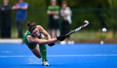 Róisín Upton of Ireland takes a shot from a penalty corner during the Women's Hockey international friendly match between Ireland and Malaysia at Sport Ireland Campus in Dublin. Pic: Mark Kavanagh/Sportsfile