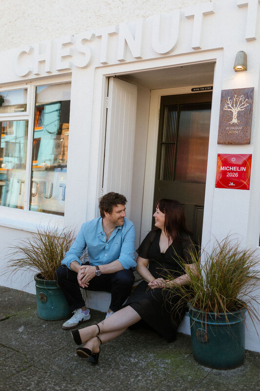 Rob and Elaine outside Restaurant Chestnut 