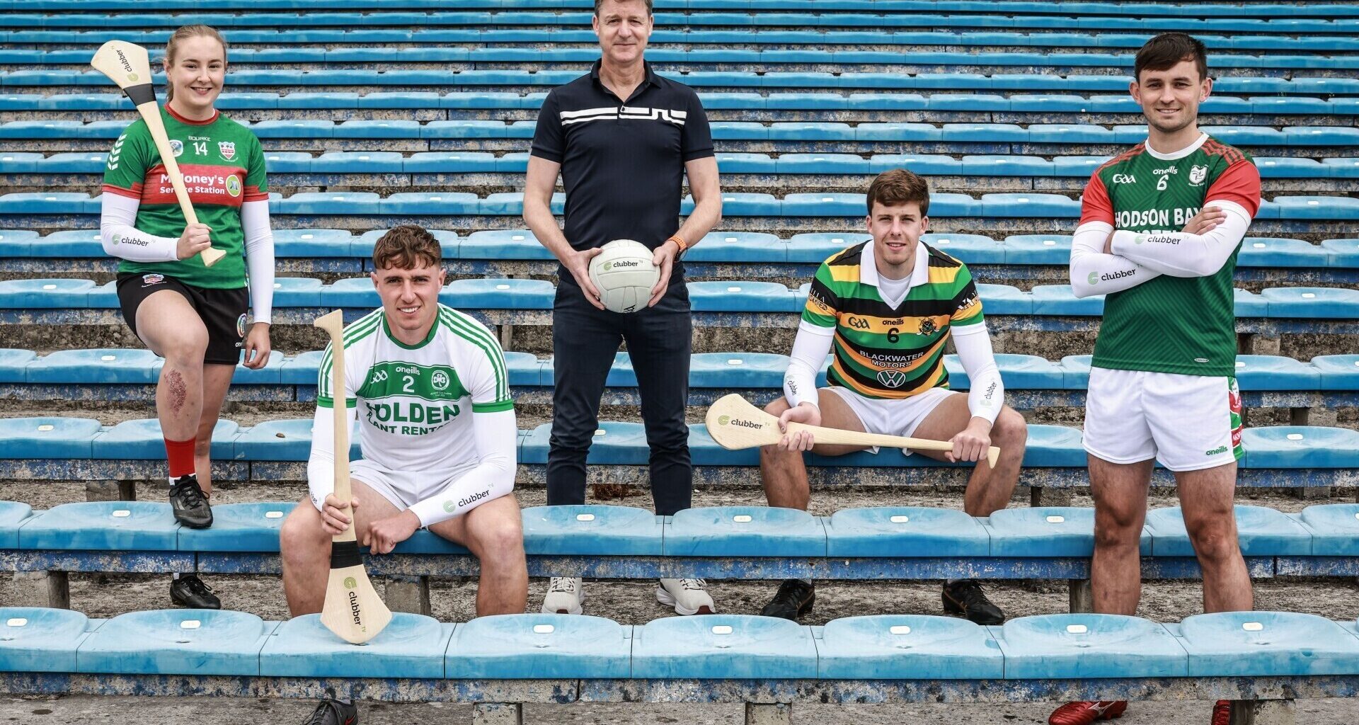 LOCAL HEROES: Pictured at the launch of the championship season with Clubber are Rob Downey (Glen Rovers, Cork), Darragh Corcoran (Ballyhale Shamrocks, Kilkenny), Brian Stack (St. Brigid's, Roscommon) and Eimear McGrath (Drom & Inch, Tipperary) alongside Jimmy Doyle (Clubber TV). Clubber is covering live championship matches for 15 county boards this season, with over 2,000 live matches set to be streamed this year. To find out more, and to get your Clubber subscription, visit clubber.ie