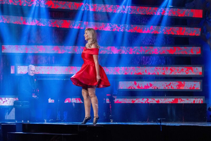 Waterford Rose Cara Comerford dancing during the Rose of Tralee finale on Tuesday. Picture: Domnick Walsh