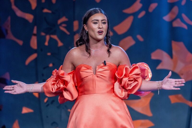 Roscommon Rose Rebecca Collins revealed that her students had helped design her fabulous gown for the Rose of Tralee finale. Picture: Domnick Walsh