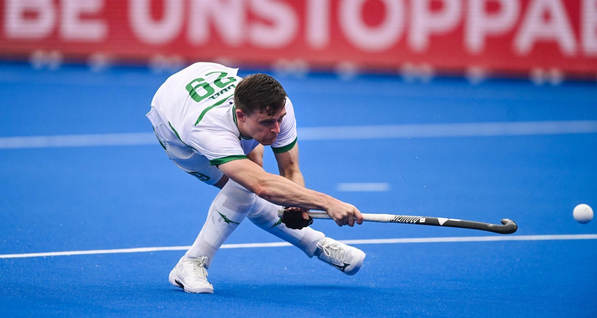 Ireland's Lee Cole warms up before the FIH Men's Hockey World Cup 2026 Pool C match against South Africa. Pic: Ben McShane/Sportsfile.