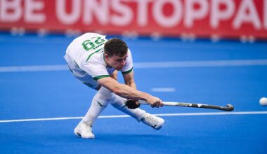 Ireland's Lee Cole warms up before the FIH Men's Hockey World Cup 2026 Pool C match against South Africa. Pic: Ben McShane/Sportsfile.