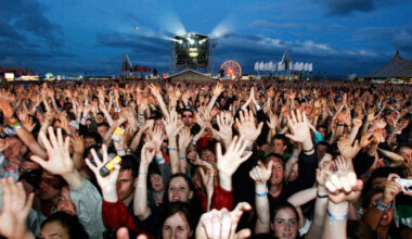 The crowd cheer on Snow Patrol playing on the Main Stage at Oxegen 2007. Picture: Mark Stedman