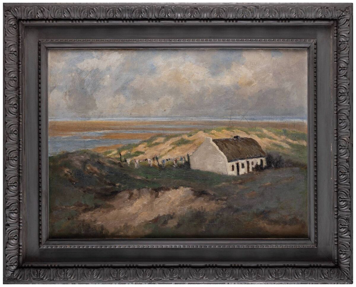 John Crampton Walker's oil-on-canvas painting 'A Cottage by the Dunes' at James Adam's Irish Vernacular sale. 
