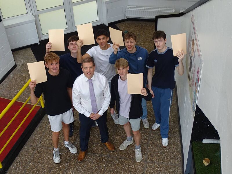 Peter Creagh, Alessandro Siynardi, Mr David Lordon (Principal) Aaron Sidhu, Luke MacMullan, Ethan Wyse, Daniel Fitzsimons. Picture: Christian Brothers College in Cork